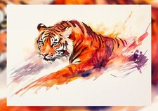 Bold Tiger Watercolor 5"x7"