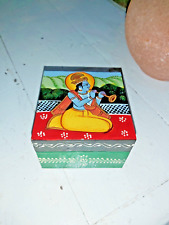 HAND PAINTED INDIAN MANGO WOOD TRINKET/JEWELLERY BOX - KRISHNA WITH FLUTE SCENE