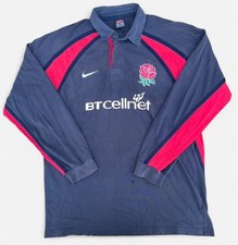 England Rugby 2001 Vintage Nike BT Cellnet Long Sleeve Black Rugby Shirt - Large
