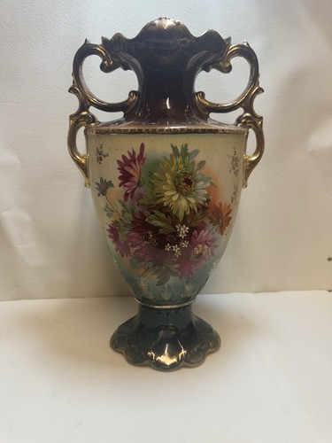 Antique gilt floral vase - gilt,