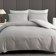 Grey Stripes Duvet Cover Set 🛏️ Modern Black & White Bedding | Soft Microfibre