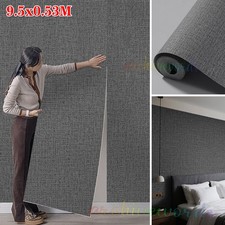 Grey Linen Effect Wallpaper Plain Textured Non-Woven Living Room Wall Paper 1-6X