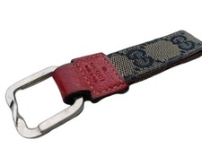 GUCCI GG MONOGRAM LOGO CANVAS LEATHER KEYCHAIN KEYRING BAG CHARM
