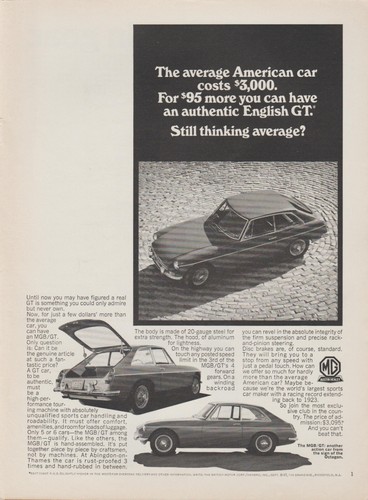1967 mgb average - mg, mgb/gt