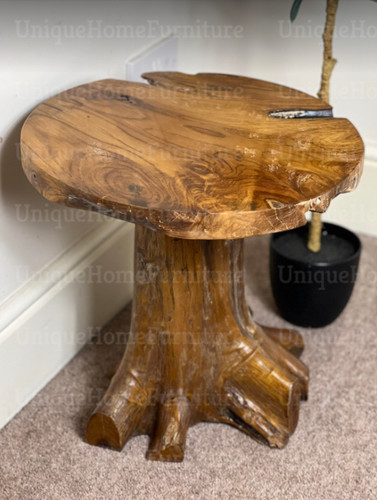 Rustic side table solid teak - rustic,