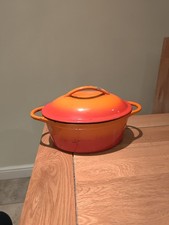 Vintage Oval Orange Cast Iron