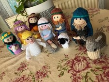 Hand knitted mini nativity - nativity, set