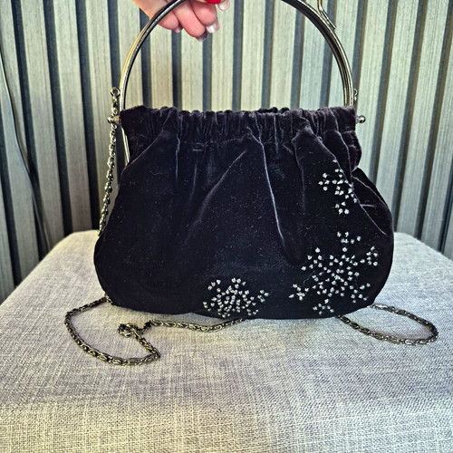 Black velvet top handle - top,