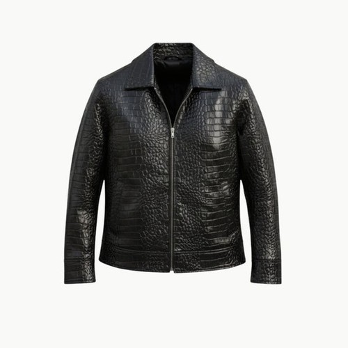 Men black crocodile - men's, embossed