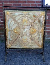 Antique May Morris Morris Company Arts & Crafts WAS Benson silk brass firescreen