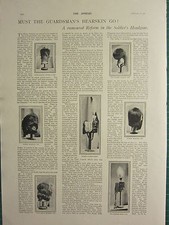 1900 VICTORIAN PRINT ~ SOILDIER'S HEADGEAR 18th HUSSARS BUSBY GUARDS BEARSKIN