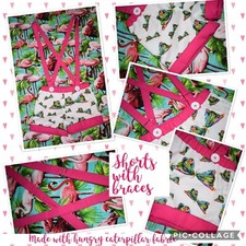 Handmade Shorts Made With Adjustable Straps With Caterpillar Fabric Age 6