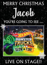 YOU'RE GOING TO SEE MONSTER TRUCKS LIVE GLOW N FIRE! Christmas Card Hot Wheels