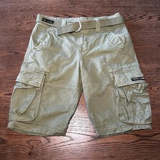 Superdry Cargo Utility Military Shorts Belt Pea Green Mens 30