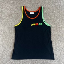 Vintage Adidas Vest Mens XS Black Embroidered 80s single Stitch Casual Pullover