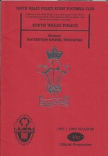 South Wales Police v Pontypridd 22 Oct 1991 Waterton Cross RUGBY PROGRAMME