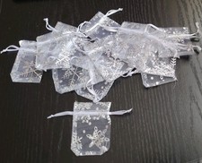 15 Organza Gift Bags Silver &