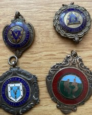 Sports Medals From 1950s enamelled Cricket/ Football West Bromwich Local Leagues