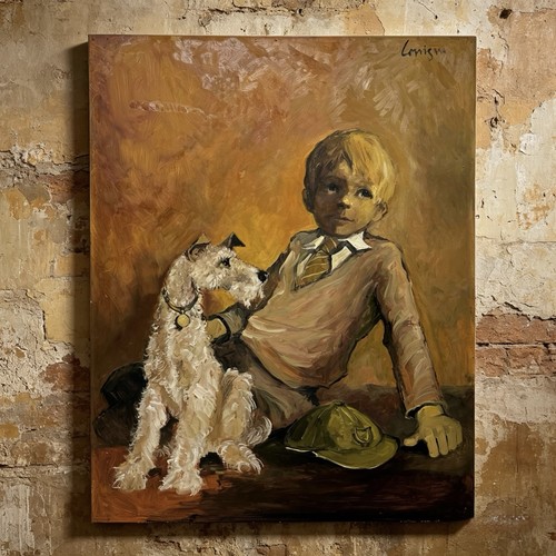 Large vintage oil - oil, on