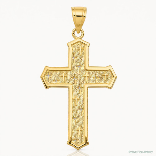14k yellow gold passion cross - 14k,
