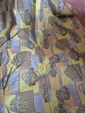 Vintage Retro Curtains Lemon Orange Grey Blue 32 X 54 Inchs Lightweight Fabric