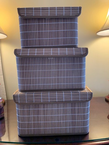 Hardwood bamboo storage boxes - storage,