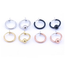 Nose Hoop Ring Ear Septum Lip Eyebrow Earrings BCR Piercing Fake Clip On SPRING 