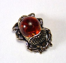 SCARAB DUNG BEETLE FIGURE GOOD LUCK AMULET EGYPT REAL BALTIC AMBER COGNAC BRONZE