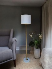 Gold Floor Standing Lamp Adjustable Height, 3 Colour Temperature White Lampshade