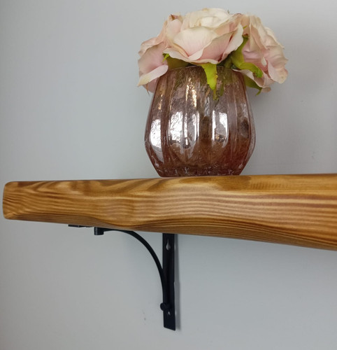 Chunky wooden aged wall shelf - wooden,