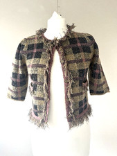 Zara Boucle Jacket Size S UK 10 Textured Embroidered Glitter Blazer Buttons Pock