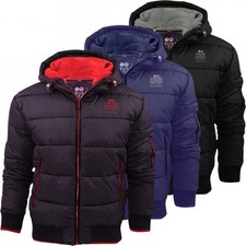 Mens Crosshatch Althorpe Quilted Padded Hood Jacket Fleece Lined Winter Coat.