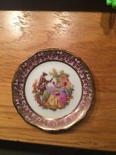 Limoges France Antique Miniature Porcelain China Courting Couple Pink/ Gold Trim
