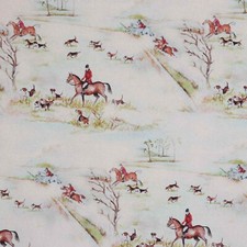 The Hunt Double Width Fabric Fox Hunting Horse Countryside Curtains Upholstery