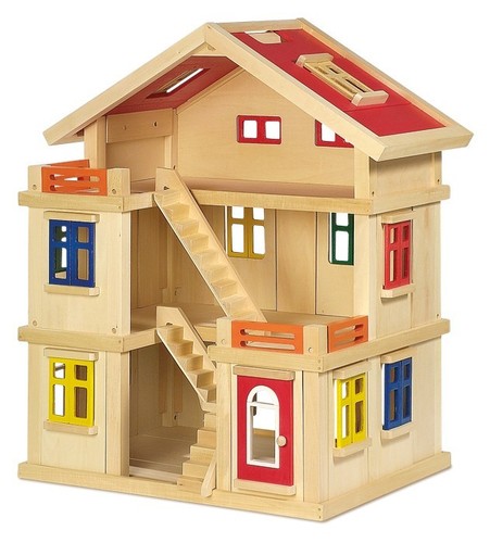 Large wooden dolls house - ,
