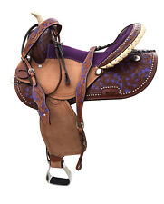 Kids Youth Adult Western Horse Barrel Saddle Leather Tack Set Free Ship Purple