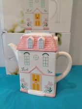 Teapot Gift Pastel House Shaped Ceramic Teapot