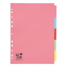 5-20 Subject File Filing Dividers Folder - Multi Colour A4 Punched Index Sheets
