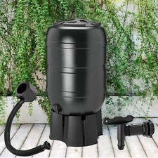 210 Litre Large Black Water Butt Rain Collector With Stand, Filler, Tap & Lid