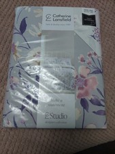 Catherine Lansfield King Duvet Cover Set Pink Mauve Floral Reversible