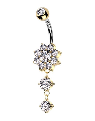 Titanium flower dangle belly - flower,