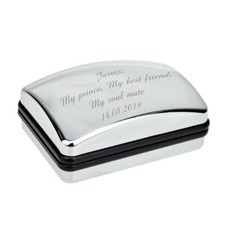 Personalised Chrome Cufflink Box Case with Engraved Message
