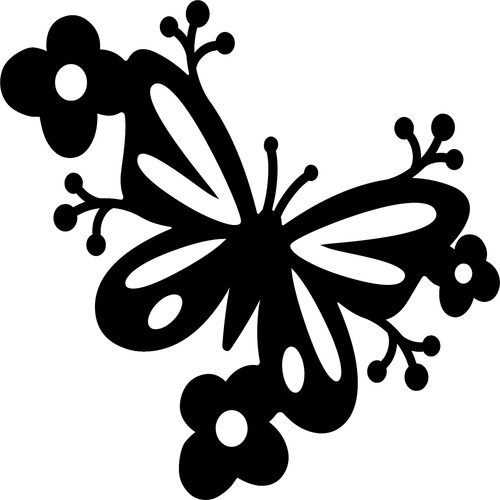 Butterfly with flowers - with, vinyl