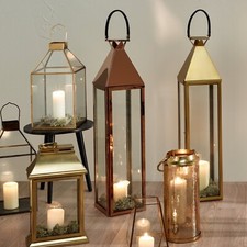 Large Metal Decorative Lantern Copper and Glass Wedding Candle Holder Lantern