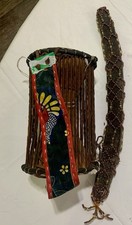 African Talking Drum + Beaded Ceremonial Handle – Tribal Music Instrument & Art