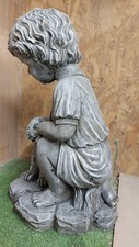 Garden Boy And Dog Sculpture