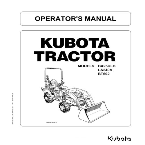 Kubota bx25dlb la240a bt602 - bx25dlb,