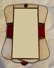 Leadlight / copper foil stained glass hanging mirror :Favrile iridescent glass: