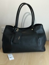 LK BENNETT REGAN BLACK GRAINED 100% LEATHER TOTE BAG