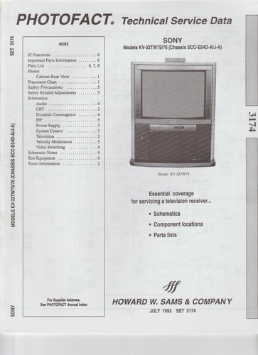 Sony 32tw75 kv 32tw76 - sony, kv-32tw75,